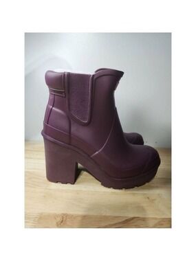Hunter Orig Block Heel Chel Bright Plum US5